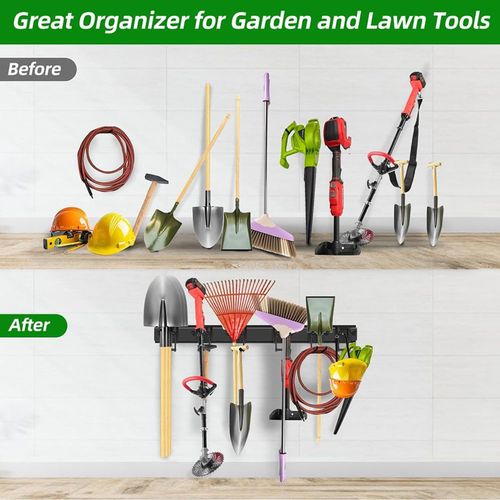 Garage Garden Tool Holder Storage Rack Shed Wall Mounted Organiser Long Hooks — image 14