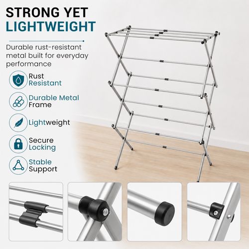 3 Tier Clothes Dryer Airer Foldable Laundry Rack Washing Line Drying Horse Airer — image 4