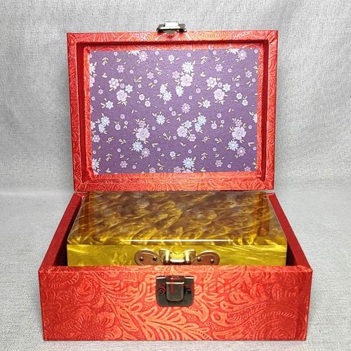 5.9"Collection Old China Gold-rimmed Nanmu Wood Carved Jewelry Box Storage Box — image 15