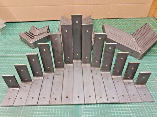 2 x Heavy Duty Solid Steel 90 Degree Angle 'L' Brackets Industrial Rustic Shelf