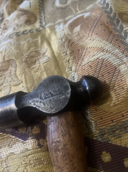 Vintage Snail Brand England Ball Pein Hammer Wooden Handle Engineering Tool — image 3