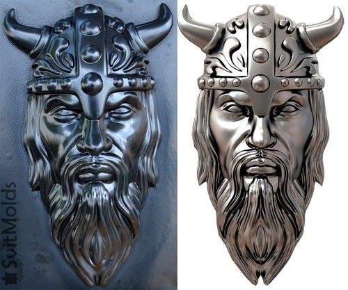 Mold DIY Viking Face Wall Sculpture Concrete Plaster Stone Viking Warrior W31