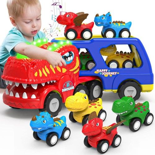 2025 Mini Toys for 1 2 3 4 Year Old Boys Girls, 5 in 1 Dinosaurs Truck Toys