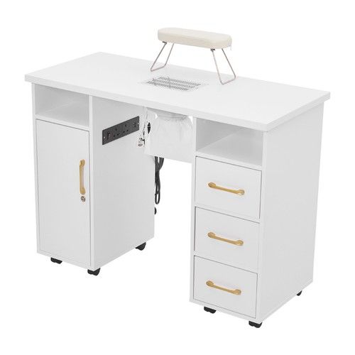 Manicure Table Nail Station Art Salon Beauty Desk with Dust Collector & 3 Drawer