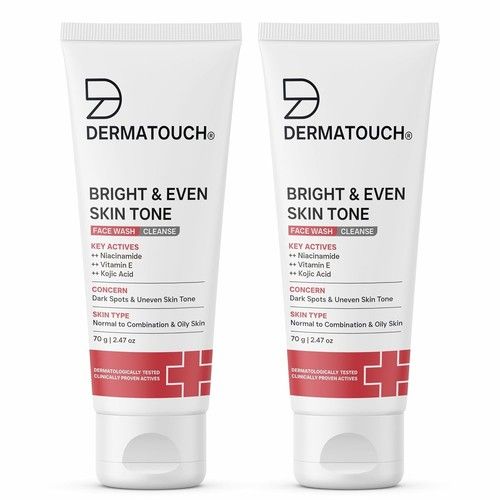 DERMATOUCH Bright & Even Tone Face Wash Pack of 2 Niacinamide Kojic Acid 70g
