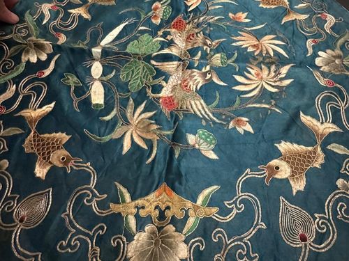 Antique 19th Century Qing Dynasty Chinese Embroidered Silk panel — image 13
