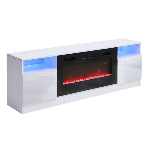 Modern 70" TV Stand Cabinet Unit with 12 LED Light Insert 32" Electric Fireplace — image 16