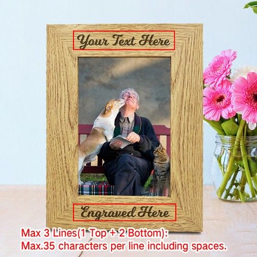 Personalised Wooden Photo Frame 5x7'' Engraved Any Text Birthday Christmas Gift