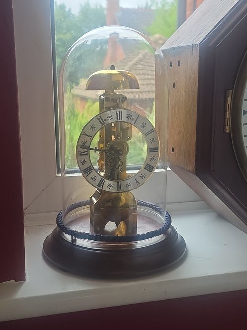 Franz Hermle Scheleton Dome Clock Made In Germany Working Order With Key — image 16