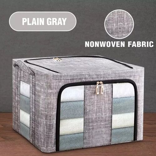 6/3PCS 66L Folding Storage Box Thick Fabric Steel Frame Wardrobe Organizer Bags