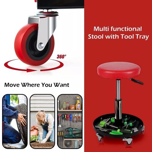 Creeper Seat Rolling Mechanic Stool Height Adjustable 360° Swivel Stool Storage — image 3