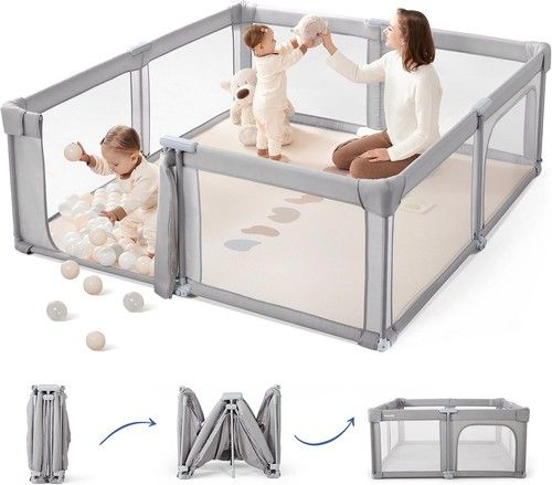Sweeby Baby Playpen, Foldable Play Yard, Extra-Large Baby Fence for Indoor & Out