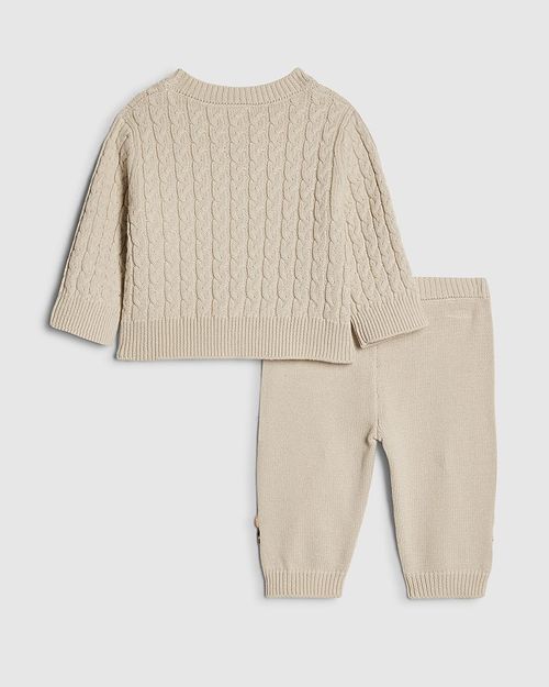 River Island Baby Boys Cardigan & Joggers Set Beige Tiger 2 Piece Long Sleeve — image 6