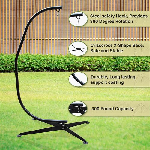 Large Heavy Duty Garden Hammock C-stand Hanging Swing Egg Chair Frame with Base — image 6