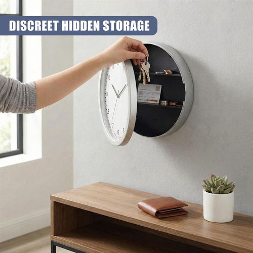 Secret Wall Clock Safe Hidden Compartment Stash Box Jewellery Cash Storage Gold — image 2