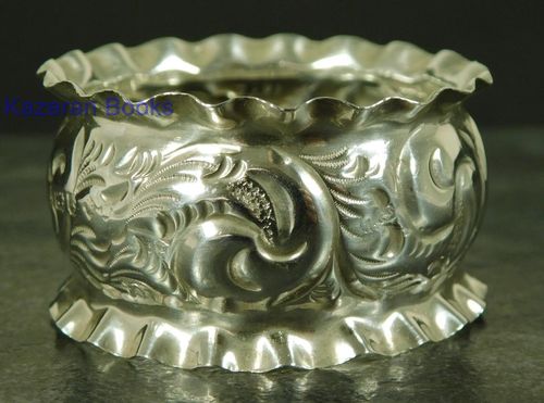 Antique Solid Silver Pie Crust Floral Embossed Napkin Ring 1912 Unpersonalised — image 20