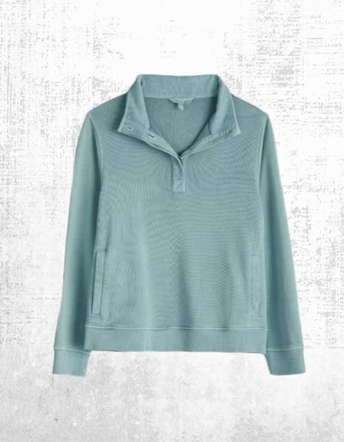 Womens Seasalt Organic Cotton Collared Sweatshirt Enamel Green Long Sleeve — image 8