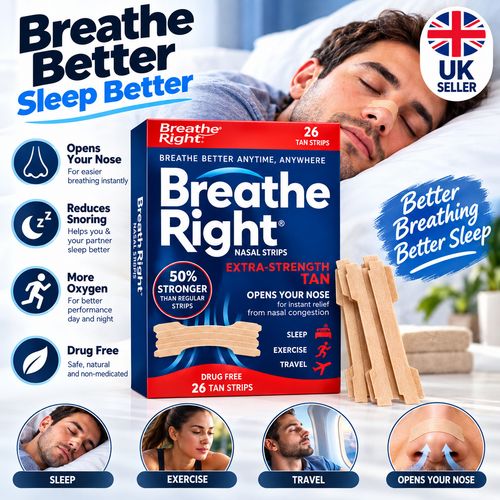 Breathe Right Nasal Strips Extra Strength Tan Nasal Strips, stop Snoring — image 1