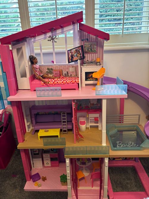 Barbie Dreamhouse 3-Storey Furnished Doll House Playset w/ Slide & Pool