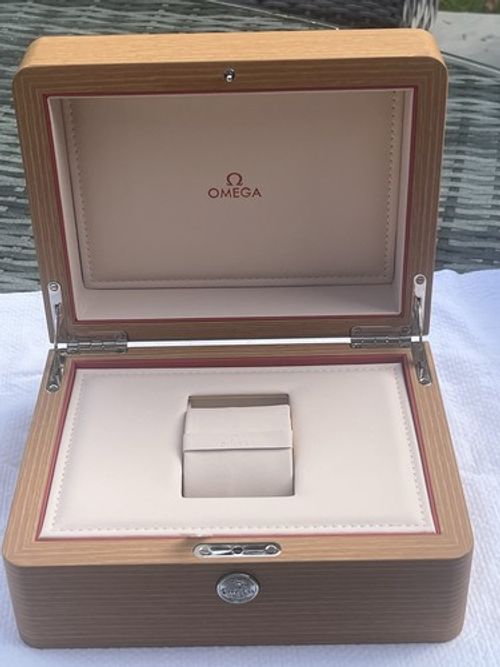 OMEGA new wooden Satin finish presentation box in pristine condition.