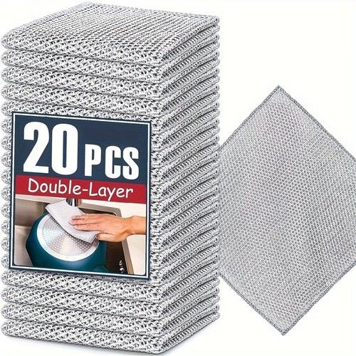 Steel Wire Dish Scrubber Non Scratch Pot Pan Cleaning Cloth Microfiber Kitchen