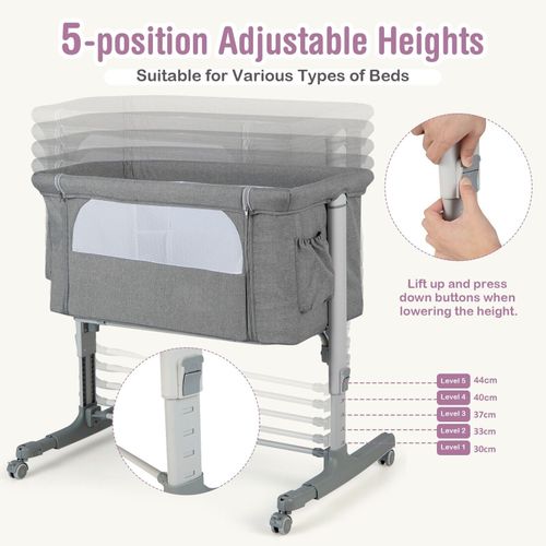 3-in-1 Baby Bedside Bassinet Crib Height- Infant Newborn Cot Bed — image 6