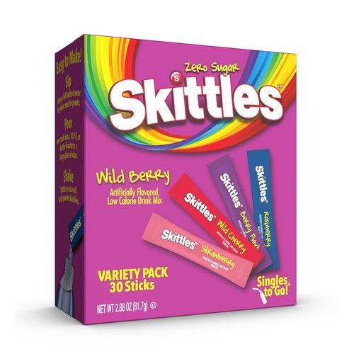 Skittles Zero Sugar Wild Berry Singles-to-Go Packs Drink Mix 81.7g -30 Count