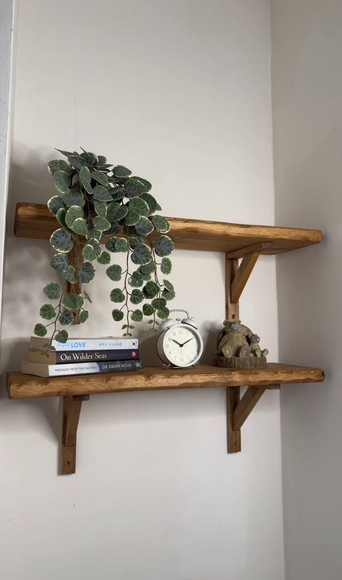 Rustic Wooden Handmade Scaffold Board Shelves Shelf, with 2 wooden Brackets — image 2