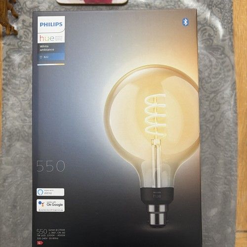 Philips Hue G125 globe B22 white ambiance smart bulb zigbee Bluetooth Alexa goog