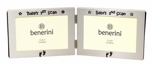 Baby Double 1st 2nd Scan Ultrasound Photo Picture Frame Twin Folding Christening
