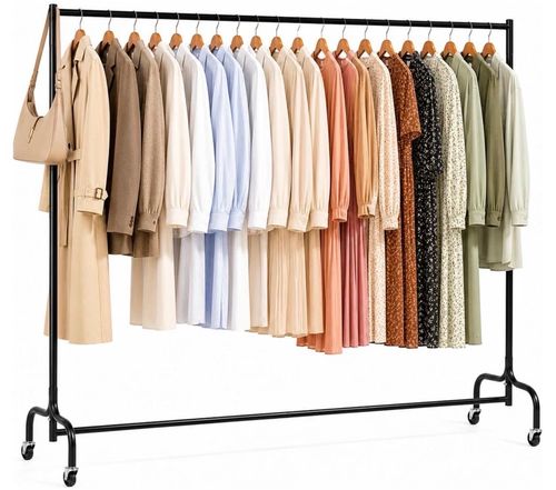 Heavy Duty Metal Clothes Rail, Black Matt, Lockable Wheels 180x158cm (6ft wide) — image 3