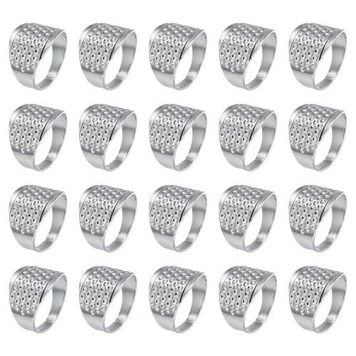 20Pcs Metal Sewing Thimbles Finger Protector Shield Thimble Ring, Silver