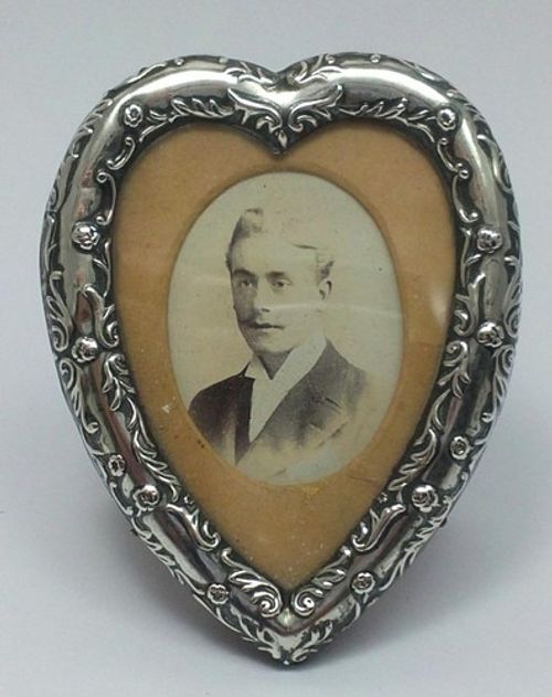 Victorian Silver Fronted Heart-Shaped Photo Frame (3” tall) – H/M 1898  (2)