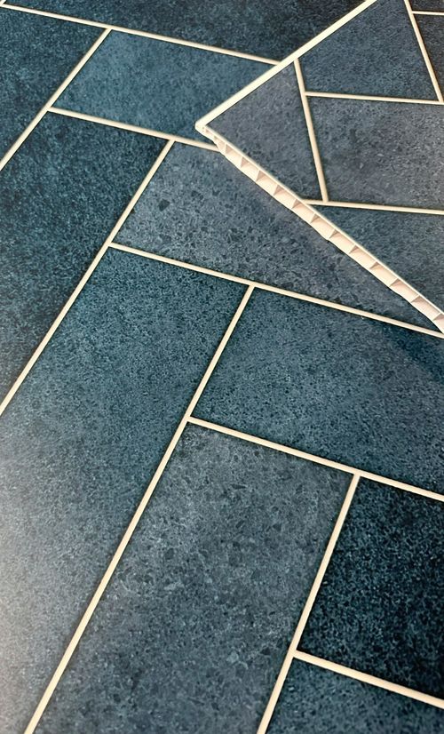 Multi Navy Chevron Tile 1000mm Shower Wall Panel 1m x 2.4m PVC Bathroom Cladding — image 9