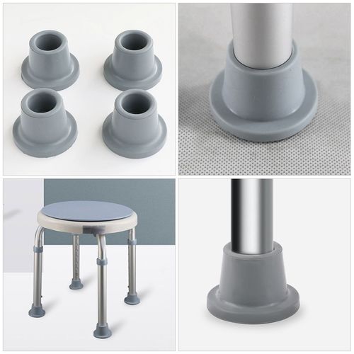 8Pcs Shower Chair Leg Pads Grey Rubber Nonslip Durable Replacement Feet — image 8