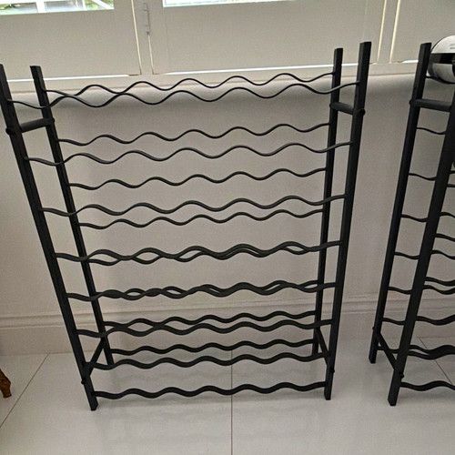 Black Metal Freestanding Wine Rack Bottle Holder, Rectangle, 30 Bottle Capacity