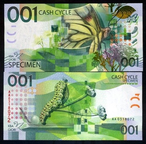 001 Cash Cycle KBA-GIORI, Test note / Specimen - Butterfly - Stunning F