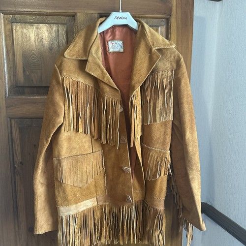 Vtg tt Western  Suede Leather Fringe/tassle  Jacket Brown
