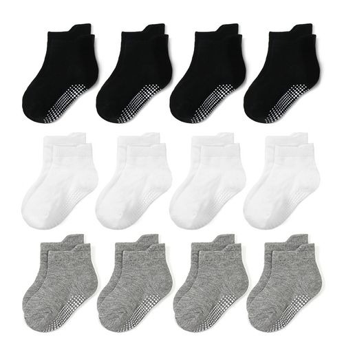 12 Pairs Toddler Non Slip Socks Cotton Grip Baby Kids Boys Girls Ankle Low Cut — image 1