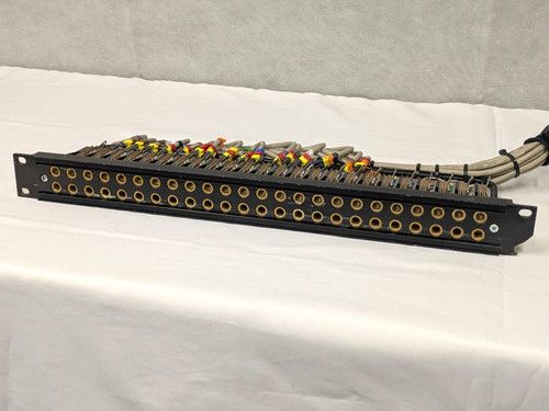 19" 1U Jackfield Audio Panel 2 rows x 24 M&M Brass Jacks Mono Pitch Rackmount