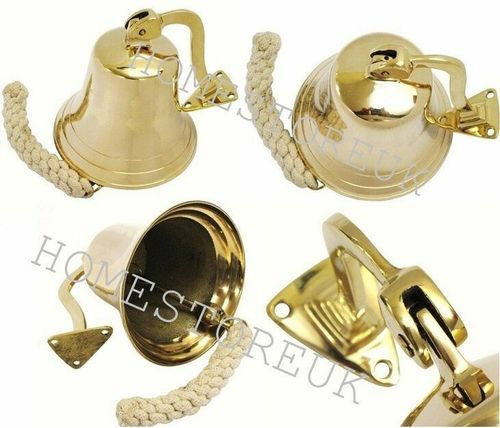 BRASS SHIP BELL DOOR BELL WITH BRACKET WALL HANGING MOUNTED FIXING SCHOOL DINNER — image 3