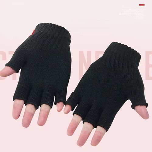 Unisex Fingerless Black magic Half Finger Thermal gloves Mens Womens boys — image 2