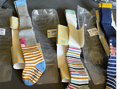 lilly + sid Girls Newborn Full Tights 3 Pairs Multicolour Striped Cotton Blend