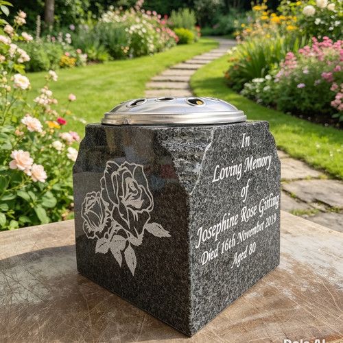 Personalised Granite Memorial Vase Grave Pot Flower Holder Cemetery Grave Vase