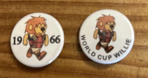 1966 World Cup Willie Pair Of 25mm Pin Badges — image 1