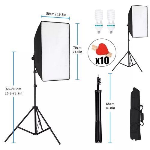 2 X 150W Softbox Lighting Kit Video Photo Soft Box Continuous Light Stand Studio — image 2
