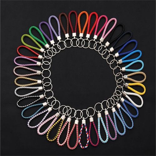 Braided Faux Leather Strap Keyring Keychain Car Bike Key Fob Gift UK