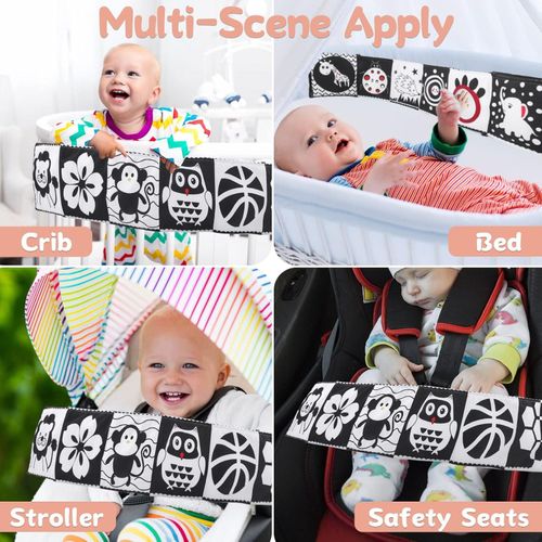 Black and White Sensory Toys, High Contrast Soft Baby Book with Soft Mirror, Do — image 7