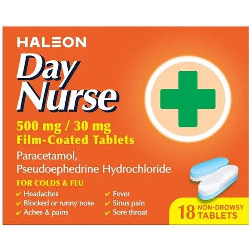 DAY NURSE 18 TABLETS 500MG/30MG FILM-COATED (MAX 1 PER ORDER)