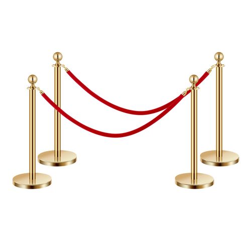 VEVOR 4 Pcs Gold Stanchion Post 2 Red Velvet Ropes Sand Injection Hollow Base — image 12